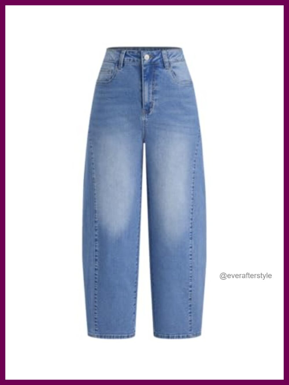 High Waisted Wide Leg Barrel Jeans Loose Fit Pull On Denim Pants
